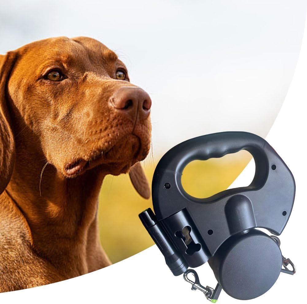 Reflective Retractable Dual Dog Leash With Light