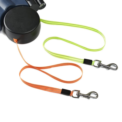 Elevate Your Walks with the 3M Reflective Retractable Dual Dog Leash - Perfect for Small Dogs!