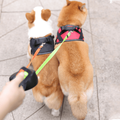 Reflective Retractable Dual Dog Leash