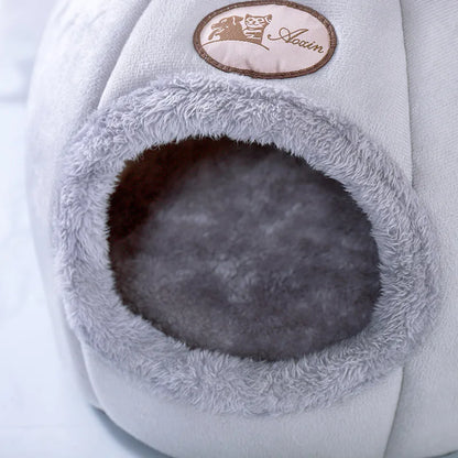 Cozy Deep Sleep Cat Bed - Winter Comfort for Your Feline Friend - Removable & Breathable Design